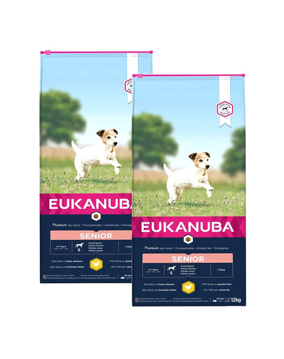 EUKANUBA Caring Senior Small Breed  30 kg (2 x 15kg) daug šviežios vištienos