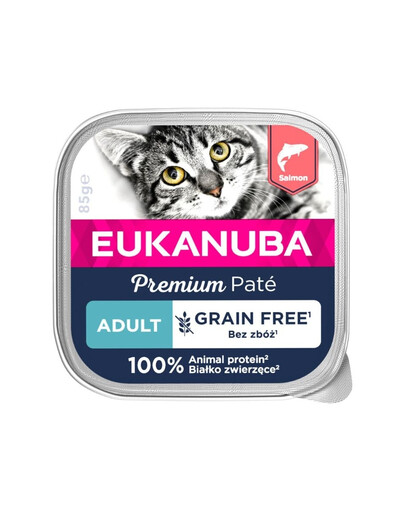 EUKANUBA Grain Free Adult Lašišos paštetas 85 g