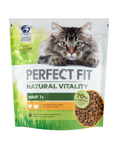 PERFECT FIT Natural Vitality 1+ su vištiena ir kalakutiena 6x650 g - sausas ėdalas suaugusioms katėms
