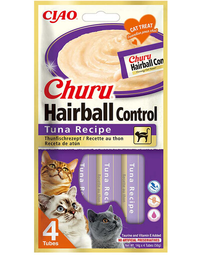 INABA Churu Hairball Tuna 4x14 g detoksikacinis skanėstas su tunu