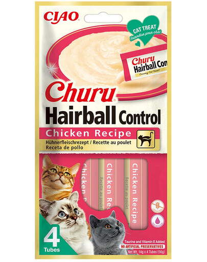 INABA Churu Hairball Chicken 4x14 g vaistas nuo slogos su vištiena