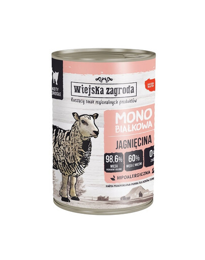 WIEJSKA ZAGRODA ėrienos monoproteinų drėgnas ėdalas katėms 400g