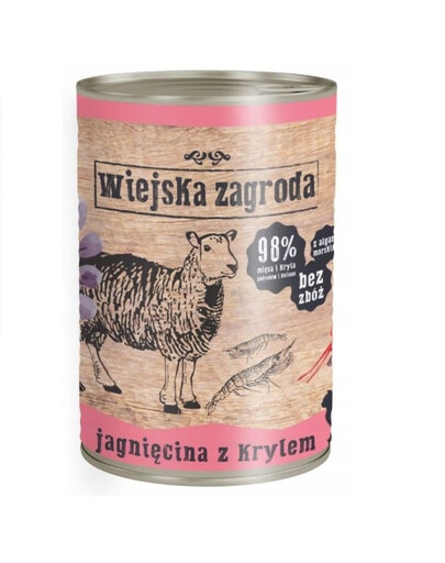 WIEJSKA ZAGRODA Ėriena su kriliu 400g skardinė katėms