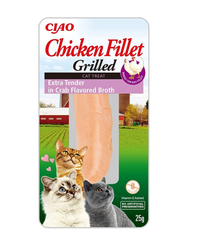 INABA CIAO Extra Tender chicken fillet grilled vištienos filė krabų sultinyje 25 g