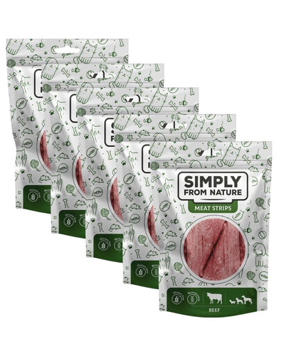 SIMPLY FROM NATURE Meat Strips mėsos juostelės Jautienos mėsos juostelės šunims 5x80 g