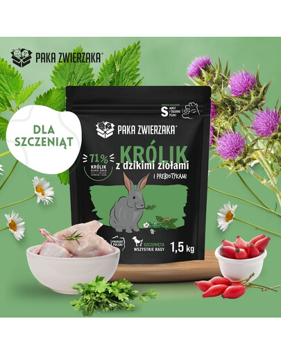 PAKA ZWIERZAKA Seventh Heaven Sausas maistas šuniukams Triušis su laukinėmis žolelėmis 1,5 kg