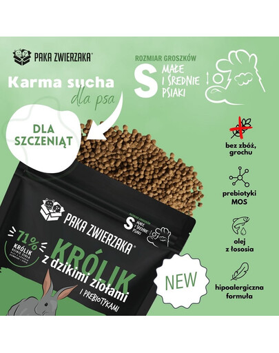 PAKA ZWIERZAKA Seventh Heaven Sausas maistas šuniukams Triušis su laukinėmis žolelėmis 1,5 kg