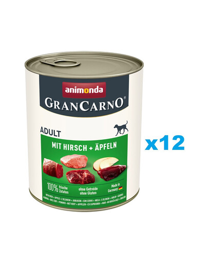 ANIMONDA GranCarno Adult kiauliena su elniena ir obuoliais 12x800 g