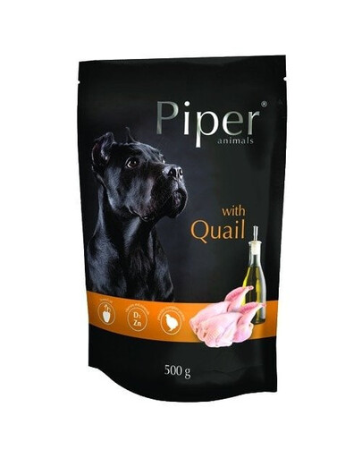 DOLINA NOTECI PIPER Animals su putpelėmis 500g šlapias šunų maistas