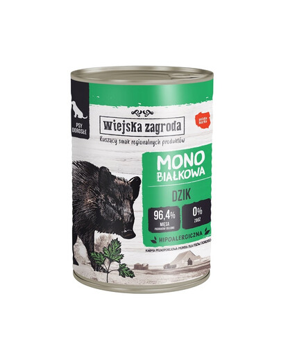 WIEJSKA ZAGRODA šernų monoproteinų drėgnas maistas šunims 400g