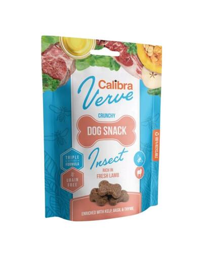 CALIBRA Dog Verve Crunchy Snack Insect&Fresh Lamb 150 g Grūdų neturintys skanėstai su vabzdžiais ir ėriena