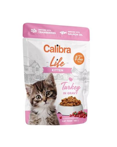 CALIBRA Cat Life Pouch Kitten Turkey in gravy 85 g kalakutiena padaže kačiukams