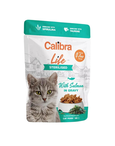 CALIBRA Cat Life Pouch Sterilised Salmon in gravy 85 g lašiša padaže sterilizuotoms katėms