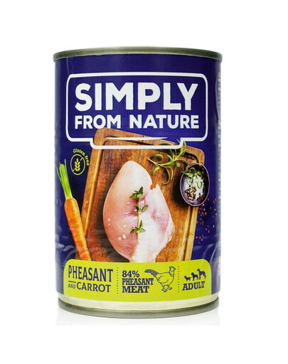SIMPLY FROM NATURE Šlapias maistas šunims Fazanai su morkomis 12 x 400 g + Avienos skanėstai 130 g už 0.49 eur