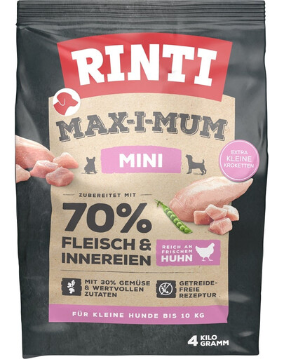 RINTI MAX-I-MUM Mini Adult Chicken su vištiena mažoms veislėms 4 kg