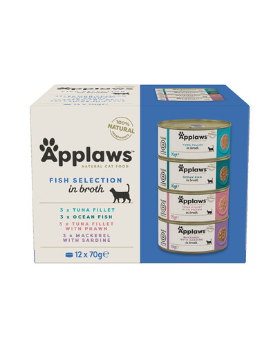 APPLAWS Cat Tin Multipack 12 x 70g Fish Collection kačių šlapias maistas su žuvimi