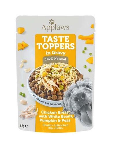 APPLAWS Taste Toppers Vištienos krūtinėlė, pupelės, moliūgas želė 85 g