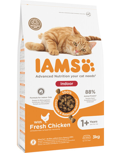 IAMS For Vitality Indoor sausas vištienos maistas suaugusioms katėms namuose 3 kg