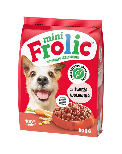 FROLIC Mini Naturally Irresistible 800 g Pusiau drėgnas mažų veislių šunų ėdalas su šviežia jautiena