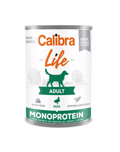 CALIBRA Dog Life Adult Duck with Rice 400 g su antiena ir ryžiais