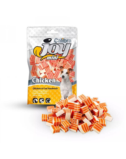 CALIBRA Dog Joy Mini Chicken&Cod Sandwich 70 g maži sumuštiniai su vištiena ir menke