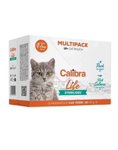 CALIBRA Cat Life Pouches Sterilised Multipack in gravy 12x85 g paketėliai padaže sterilizuotoms katėms