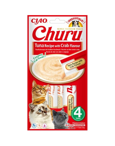 INABA Churu Tuna with crab flavour 4x14g tunas su krabų mėsa katėms
