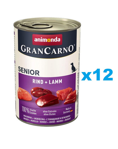 ANIMONDA GranCarno Senior rinkinys su ėriena ir veršiena 12 x 400 g