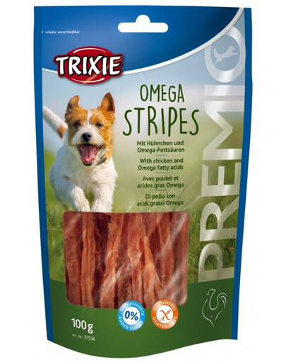 Trixie Premio Omega Stryoes skanėstai vištienos juostelės 100 g