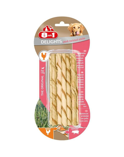 8In1 skanėstas Delights Pork Twisted Sticks 10 vnt.