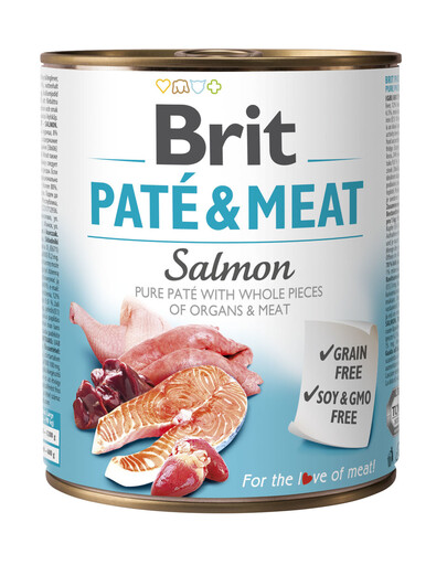 BRIT Pate & meat salmon 800 g šlapias šunų maistas