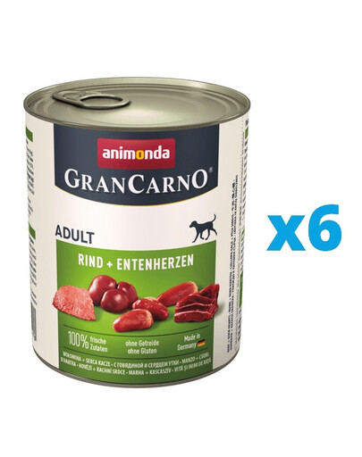 ANIMONDA GranCarno rinkinys su jautienos ir antienos širdimis 6 x 800 g