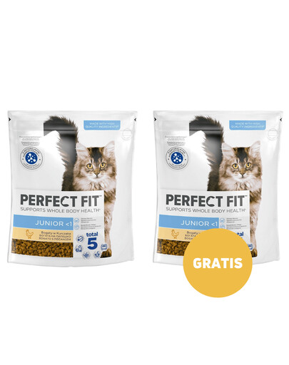 PERFECT FIT (Junior) 2x750 g Vištienos turtingas sausas maistas kačiukams 1+1 NEMOKAMAI