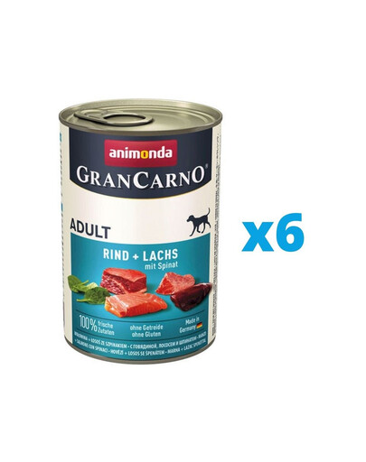 ANIMONDA GranCarno rinkinys su jautiena, lašiša ir špinatais 6 x 800 g