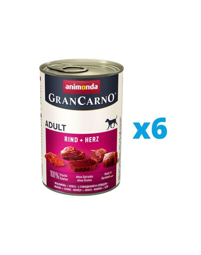 GranCarno rinkinys su jautiena ir širdelėmis 6 x 400 g