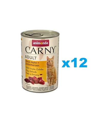 ANIMONDA Carny Adult rinkinys  jautiena vištiena ir antienos širdelės 12 x 800 g