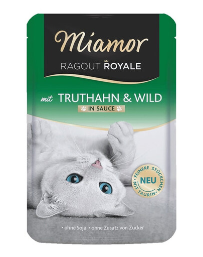 MIAMOR RAGOUT ROYALE Kalakutiena ir elniena padaže 100 g drėgno ėdalo katėms