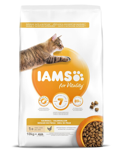 IAMS For Vitality sausas maistas katėms  skonių miksas 100 g pagyvenusiems katėms   /  kastruotems katėms/ dėl plaukų kamuoliukų susidarimo