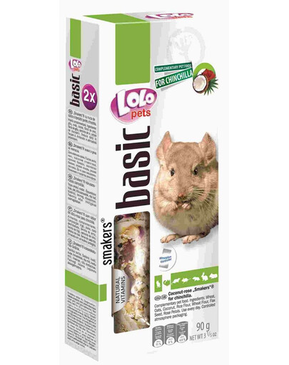 Lolo Pets Smakers su kokosais ir rožių žiedlapiais šinšiloms 90 g