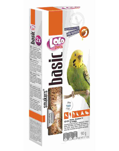 Lolo Pets Smakers su medumi banguotosioms papūgėlėms 90 g