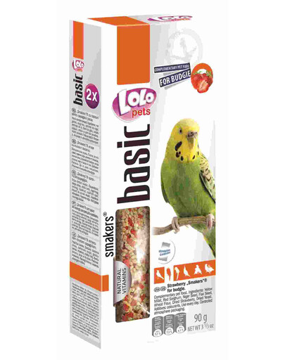 Lolo Pets Smakers su žemuogėmis banguotosioms papūgėlėms 90 g