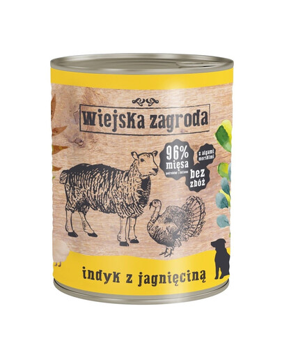 WIEJSKA ZAGRODA Kalakutiena ir ėriena 800 g šunų ėdalas be grūdų