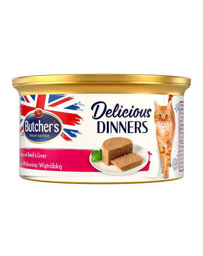 BUTCHER'S Classic Delicious Dinners konservai su kepenimis ir jautiena 85 g