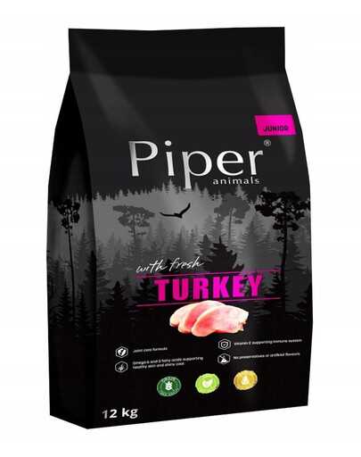 PIPER sausas šunų maistas Junior su kalakutiena 12 kg