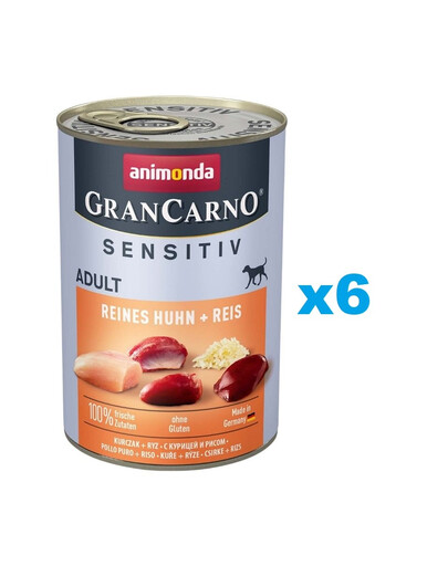 ANIMONDA GranCarno Sensitiv Pure Chicken&Rice 6x400 g vištienos su ryžiais jautriems suaugusiems šunims