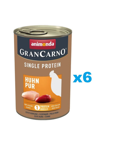 ANIMONDA Gran Carno Single Protein Adult Chicken Pur 6x400 g vištienos suaugusiems šunims