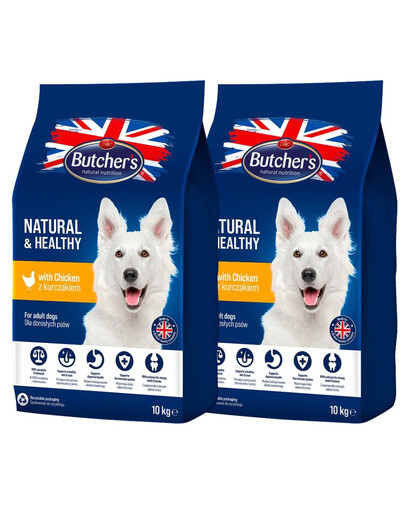 BUTCHER'S Natural&Healthy sausas maistas šunims su vištiena 20g (2 x 10kg)