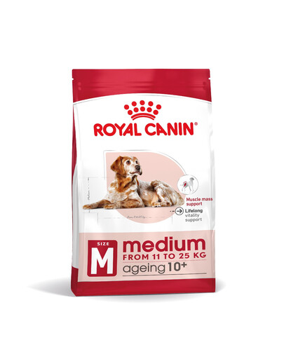 ROYAL CANIN Medium Ageing 10+ 3 kg sausas ėdalas suaugusiems vyresniems nei 10 metų amžiaus vidutinių veislių šunims
