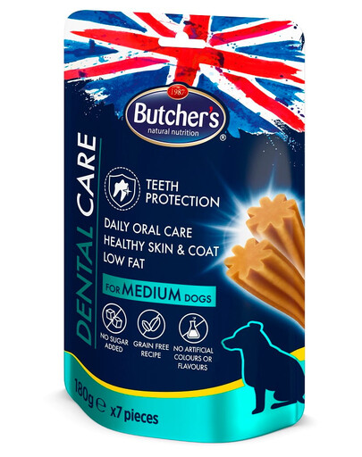 BUTCHER'S Dental Care for Medium Dogs 5x180g denstist skanėstai vidutinio dydžio šunims