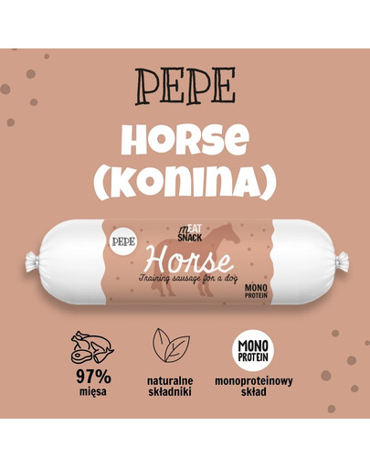 PAKA ZWIERZAKA PEPE Meat Snack Arklienos dešra šunims 200g